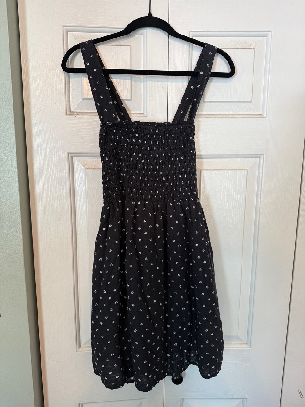 American Eagle Outfitters Black Mini Dress with White Floral Print